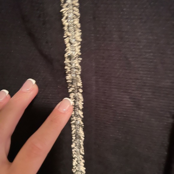 Elegant Black Women's Jacket / open cardigan with Silver sparkle Trim - Picture 5 of 5